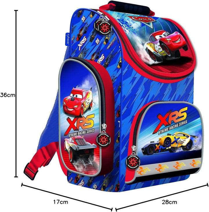 Disney Cars Schulranzen-Set 9tlg. mit Regenschutz, Sporttasche, Federmappe und Schultüte 70cm Blau K