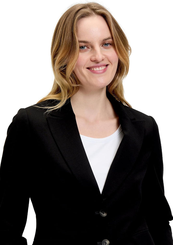 Betty &amp; Co Damen Klassischer Blazer mit Taschen 38 Schwarz, 38 Schwarz