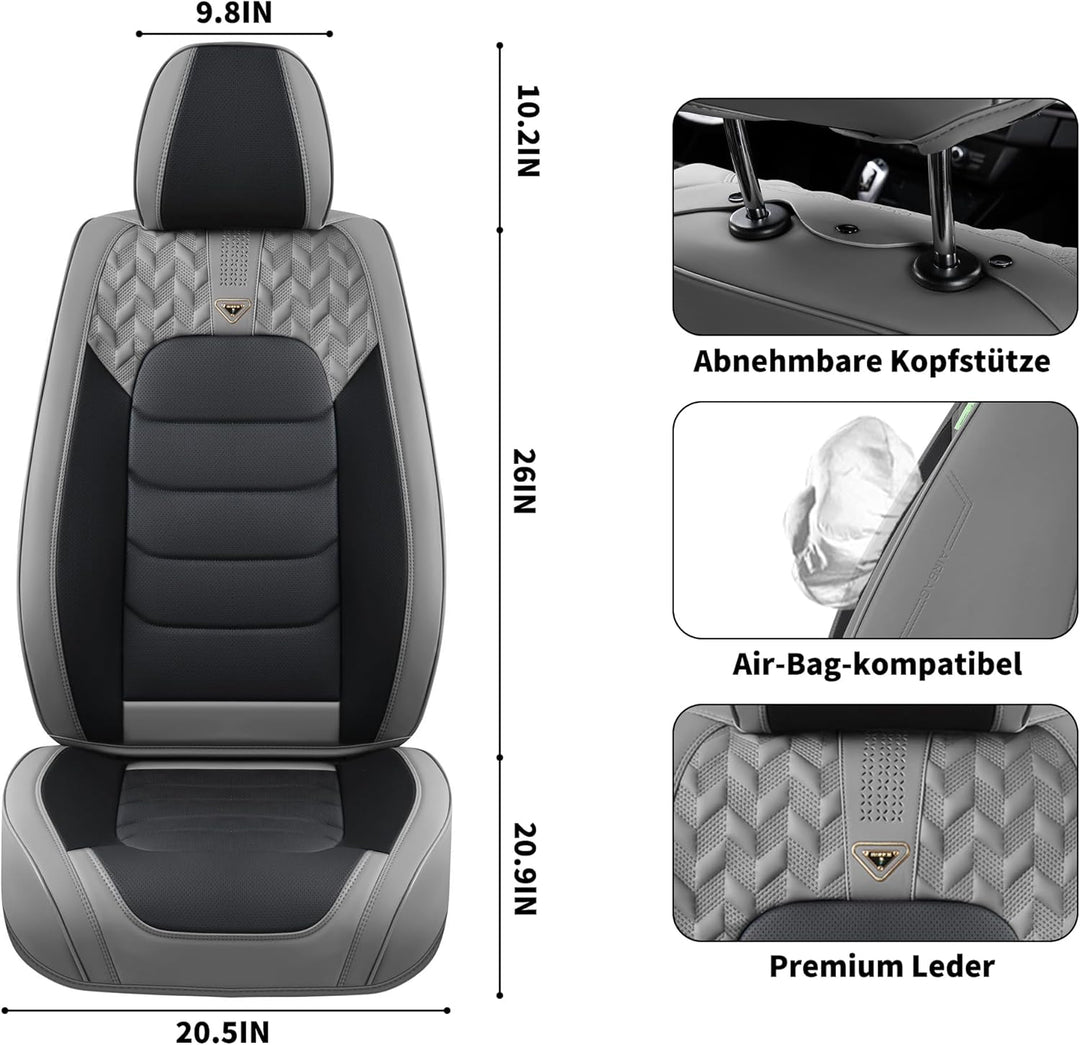 FLORICH Autositzbezüge Komplettset 5 Stück Vorder und Rücksitzbezüge PU-Leder Universel Auto Wasserd