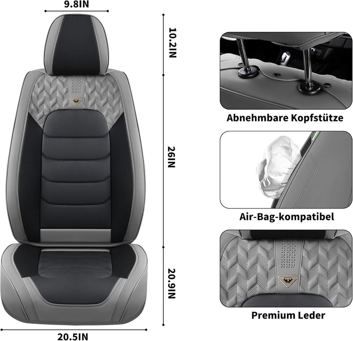 FLORICH Autositzbezüge Komplettset 5 Stück Vorder und Rücksitzbezüge PU-Leder Universel Auto Wasserd