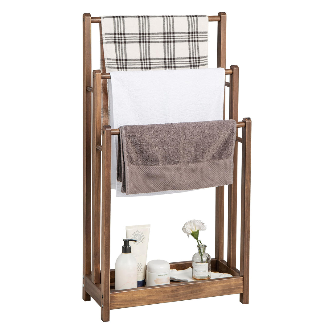 LIFEZEAL Handtuchständer Stehend, Duschtuchhalter Handtuchhalter Holz, Badetuchhalter Freistehend mi
