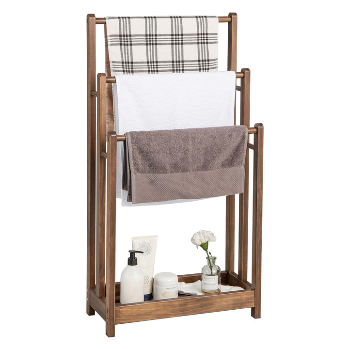 LIFEZEAL Handtuchständer Stehend, Duschtuchhalter Handtuchhalter Holz, Badetuchhalter Freistehend mi