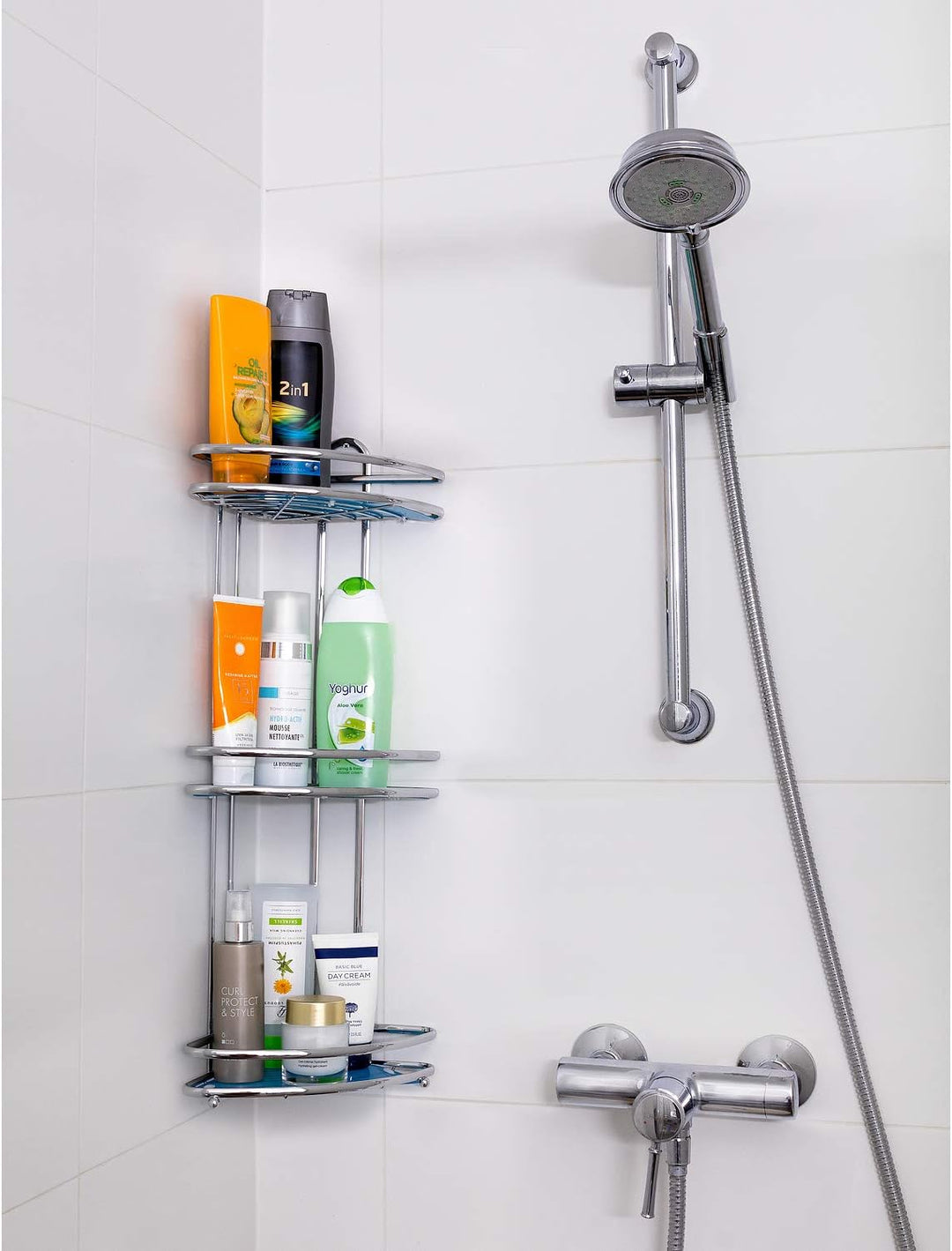 Tatkraft Kaiser | 10048 | Eckregal Badewanne, Dusche Eckregal | Stahl, Silber | Antibakteriell, Rost
