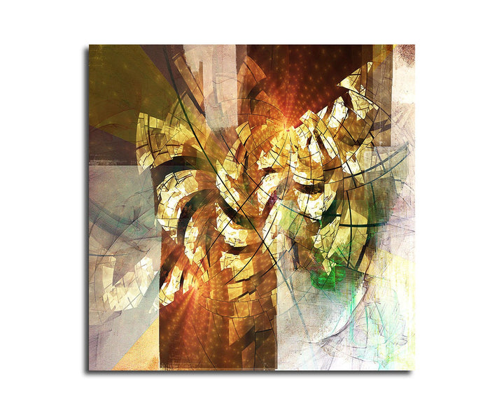 Paul Sinus Art Kunstdruck Abstrakt408_60x60cm - Leinwandbild Herbstfarben - Abstrakter Wirbelsturm -