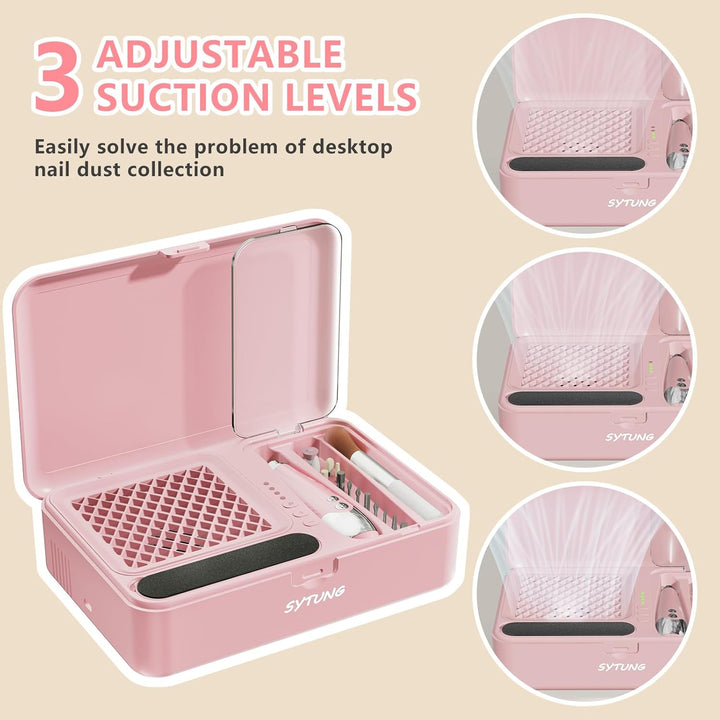 Nagelfräser mit Absaugung-15000U/min, Vakuum-Nagelventilator-Staubsammler mit wiederverwendbarem Fil