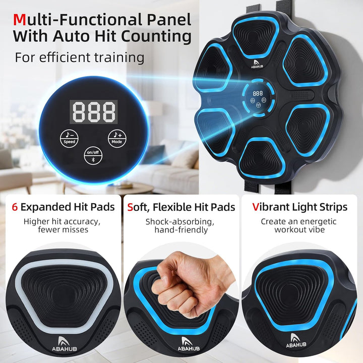 Abahub Music Boxing Machine for Adults & Kids, Home Fitness Equipment with Gloves, Wall Mounted Inte