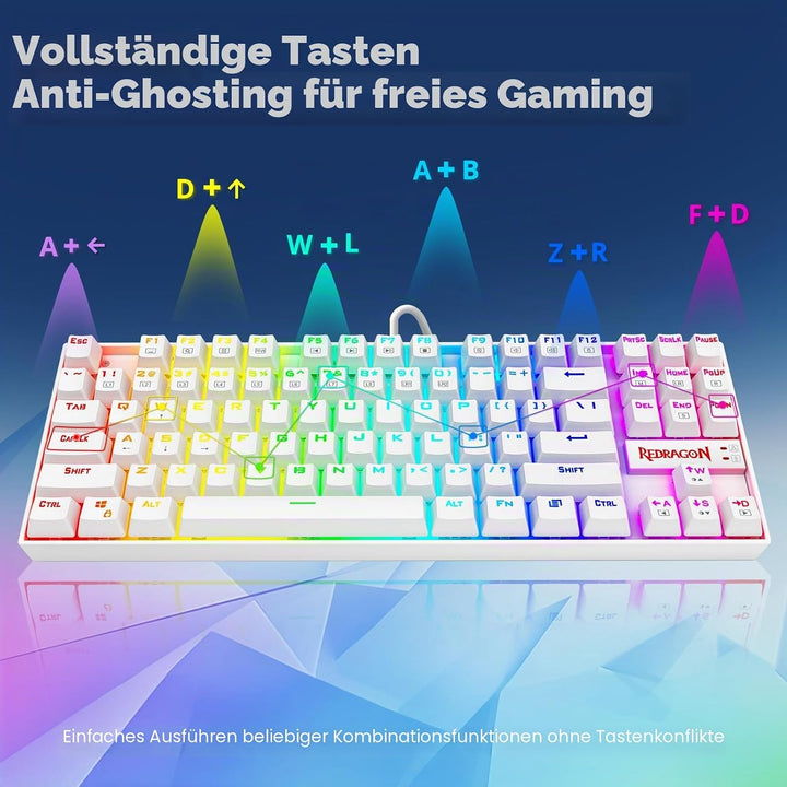 Redragon K552 Mechanische Gaming-Tastatur RGB LED Hintergrundbeleuchtung verdrahtet mit Anti-Staub-P