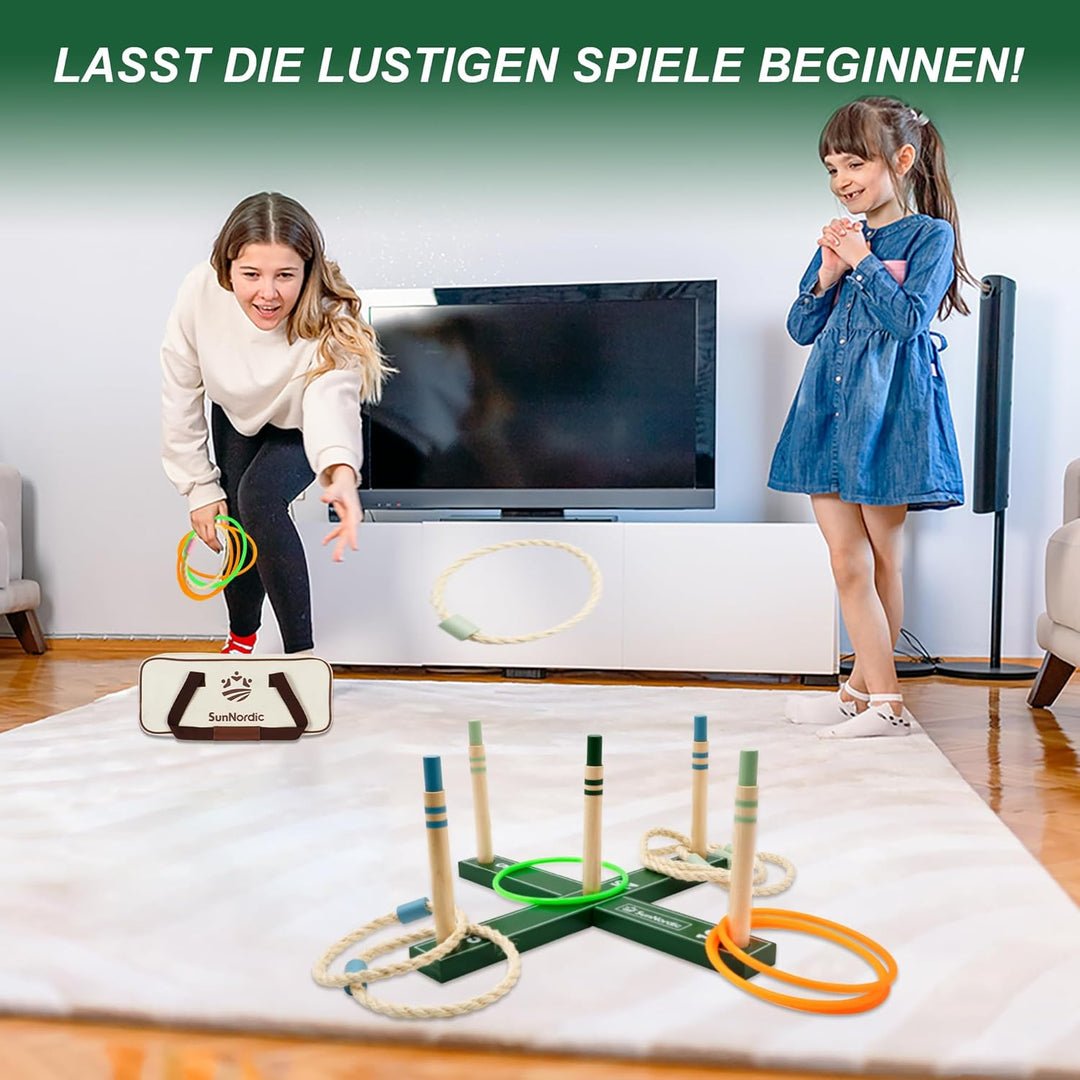 Ringwurfspiel-Set aus Holz, Strandspiel für Kinder, Erwachsene und die ganze Familie, inklusive Wurf