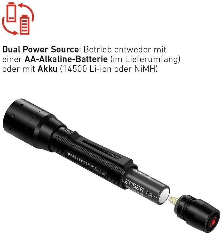 Ledlenser P5 Core kompakte Taschenlampe LED, 150lm, fokussierbar, 1x AA batteriebetrieben (mit AA im