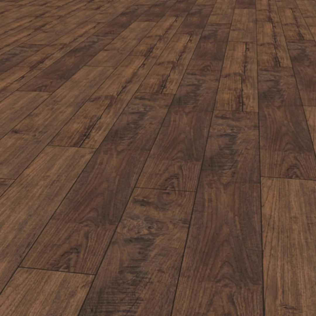 Laminatboden Nostalgie Teak – Landhausdiele Teak braun – Exquisit Serie, 193 × 1380 mm, 8 mm Stärke,