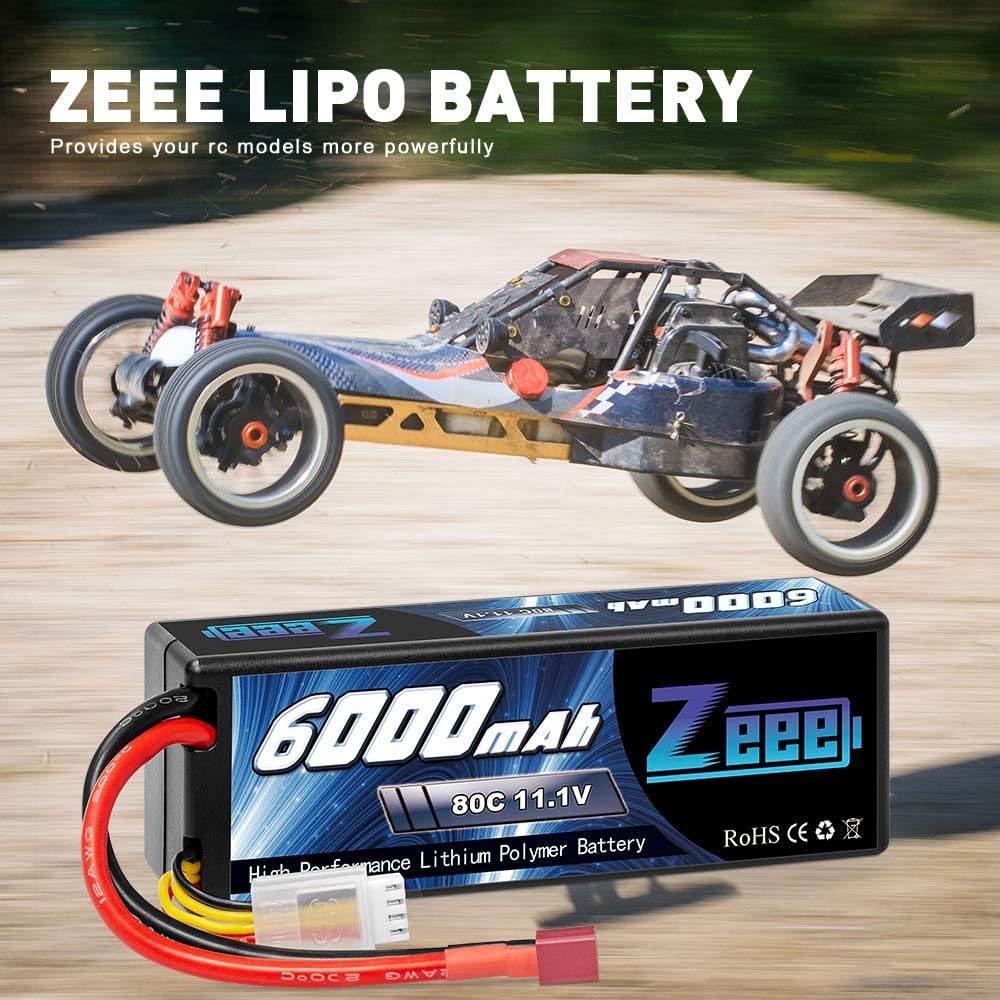 Zeee 3S Lipo Akku 11,1V 80C 6000mAh Hardcase Batterie mit T Stecker für RC Car RC Truck RC Auto Boot