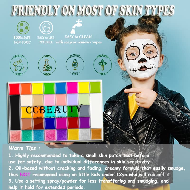 CCbeauty Bodypainting 36 Farben Face Paint Professional Theaterschminke Ölbasierte ungiftige Make-Up