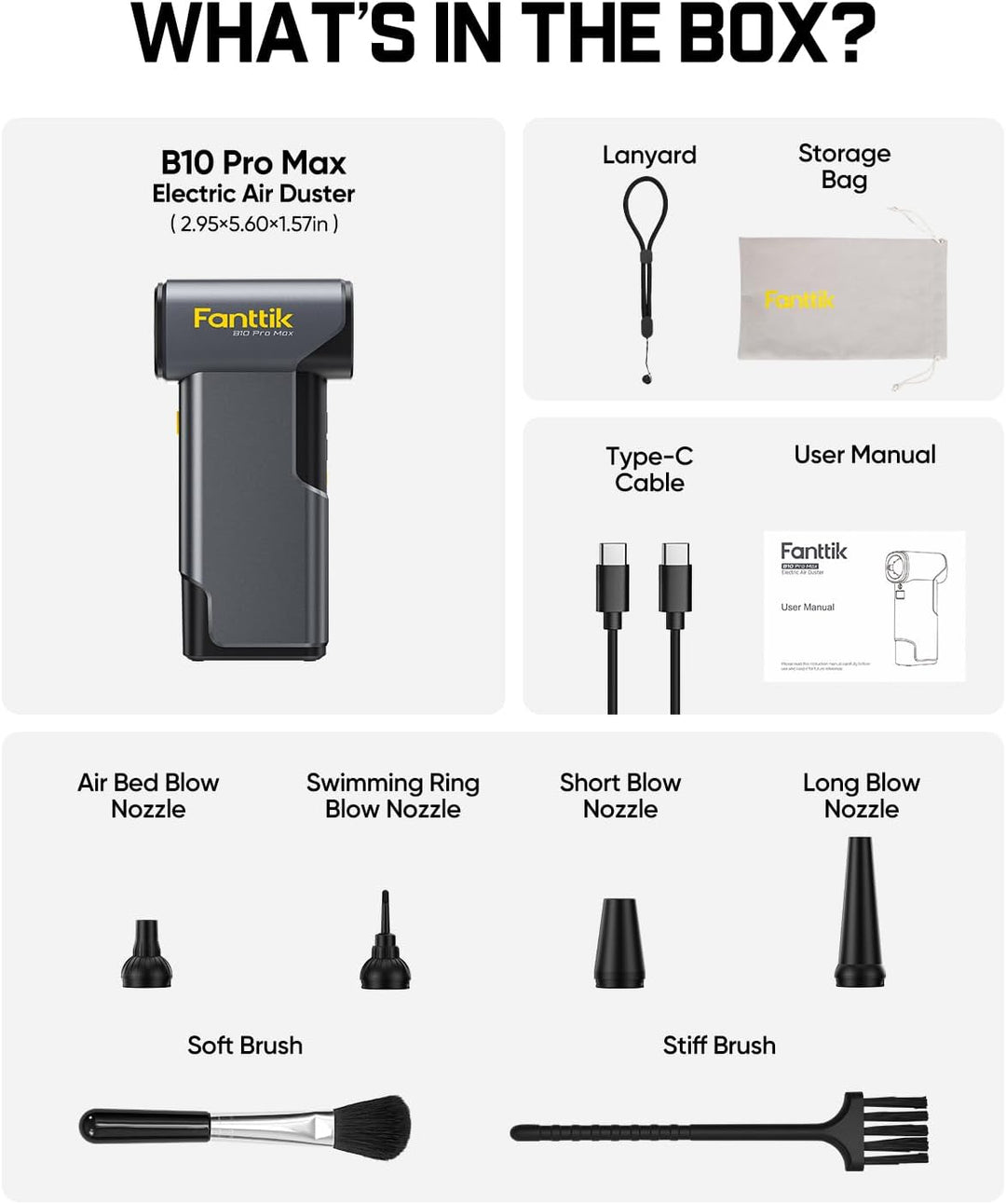 Fanttik B10 Pro Max Elektrischer Druckluftreiniger, 130.000 U/min bürstenloser Motor, Druckluftreini
