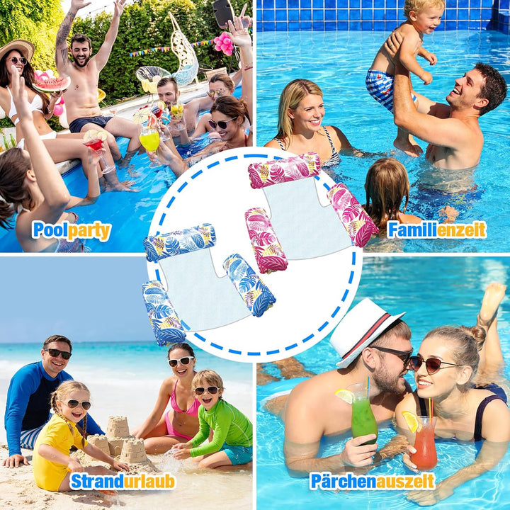 Dusor Luftmatratze Pool Zubehör 2 Stück, Luftmatratze Wasser Hängematte Pool Erwachsene 4 In 1, Aufb