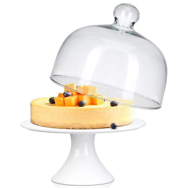 Cabilock Keramik Kuchenplatte Tortenplatte Glasglocke Teller Kuchenteller Kuchenständer Haube mit Fu