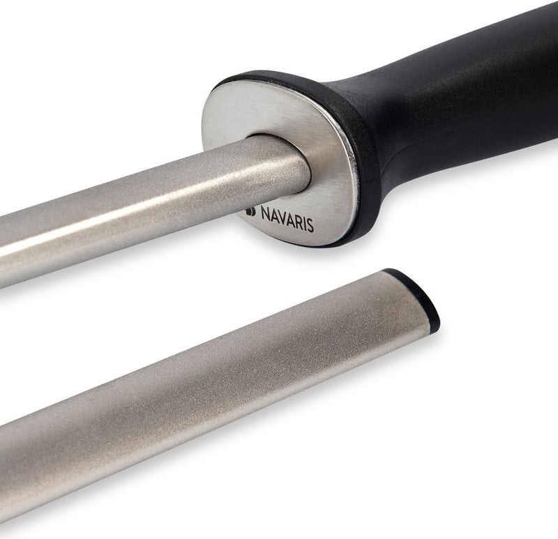 Navaris Diamant-Wetzstahl Wetzstab oval - 31 cm Langer Schleifstab - Messerschleifer für versch. Mes