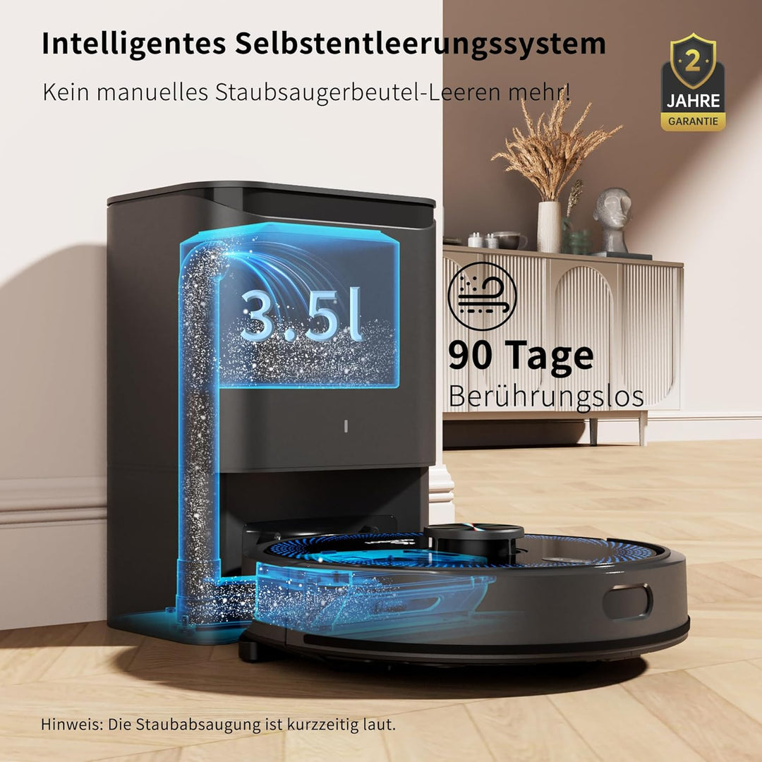 V2 Saugroboter mit Wischfunktion 3 in 1, 3.5L Staubsauger Roboter mit Absaugstation, 4000Pa Saugkraf