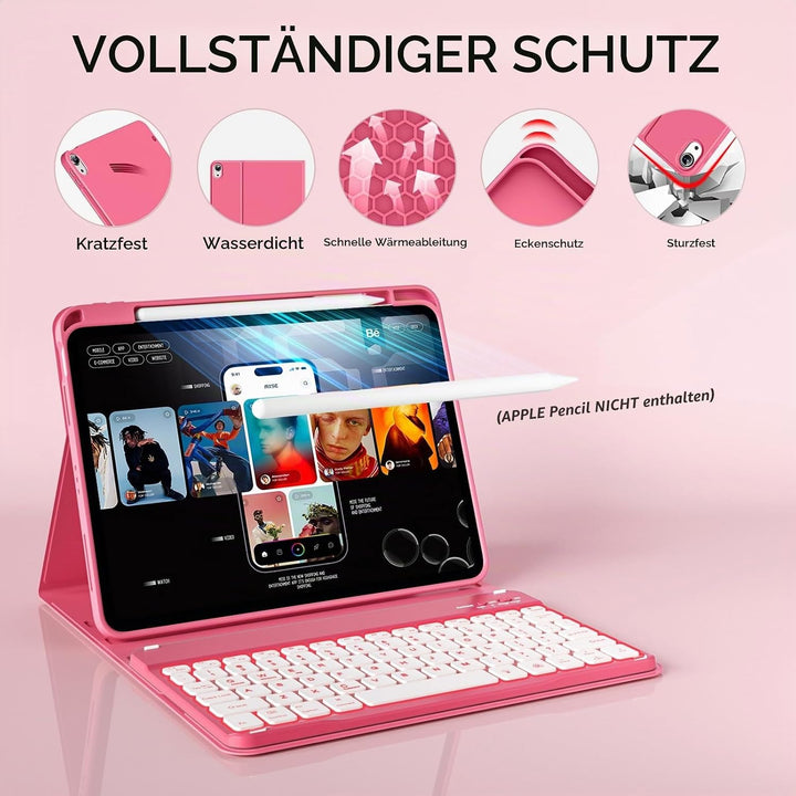 Tastatur Hülle für iPad 10. Generation 10,9" 2022 &amp; iPad 11th Gen A16 2025 mit Stifthalter, TPU Rück
