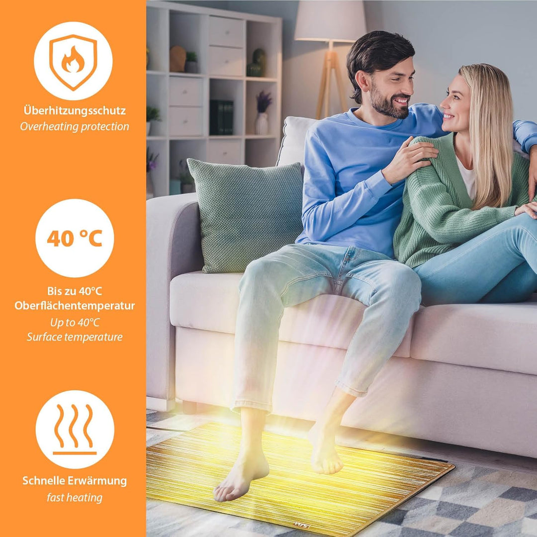 Mi-Heat Chenille Braun 50x75cm Elektrische Heizmatte Bodenheizung Beheizbare Fussmatte 230V 100W Inf