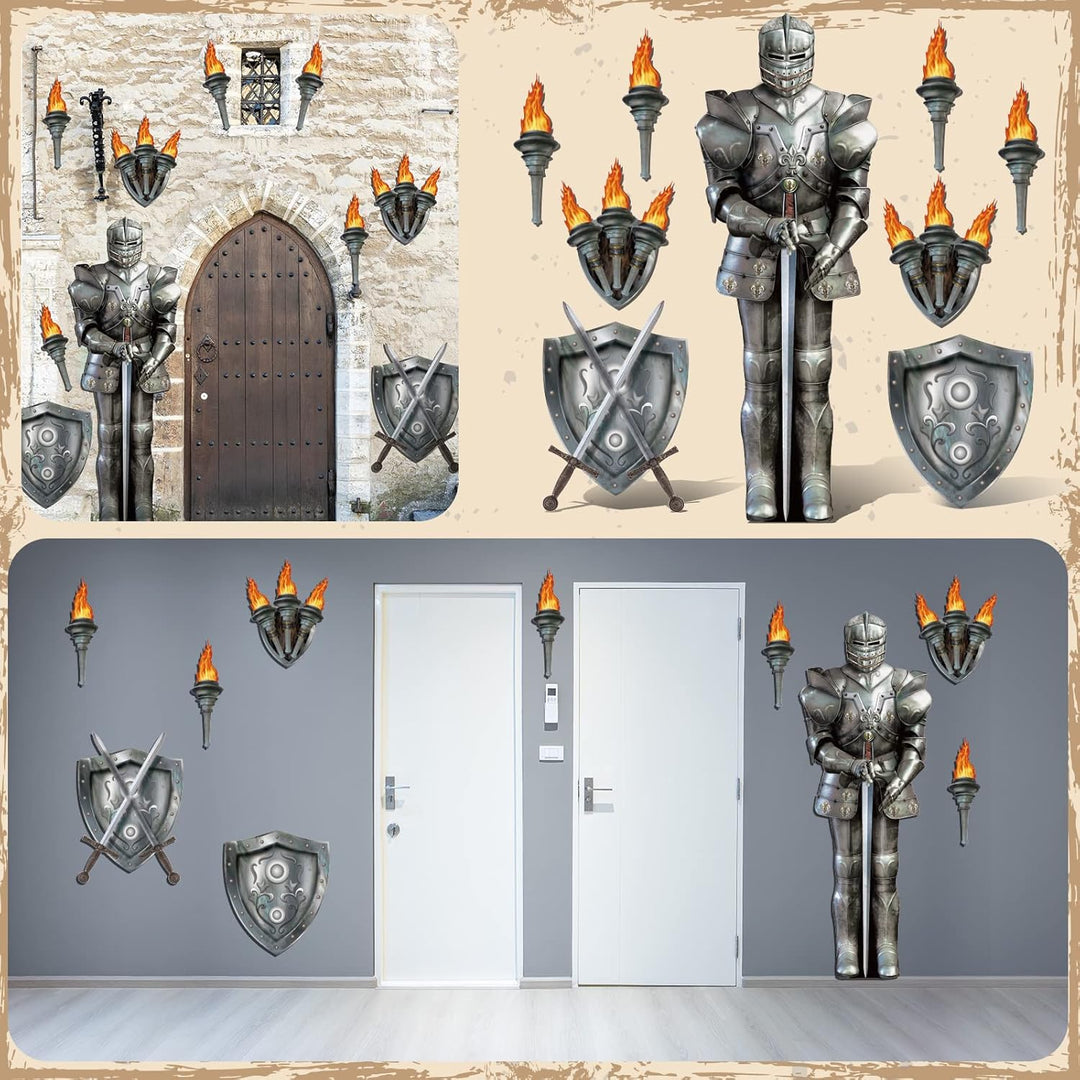 Honoson 10 Stücke Jointed Suit of Armor Knight Cut Out Mittelalter Party Dekorationen Fackel Requisi