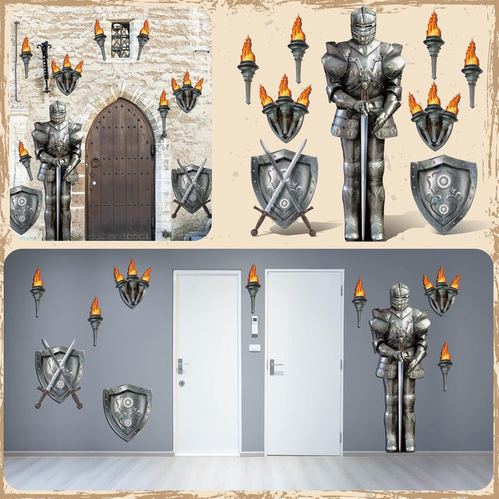 Honoson 10 Stücke Jointed Suit of Armor Knight Cut Out Mittelalter Party Dekorationen Fackel Requisi