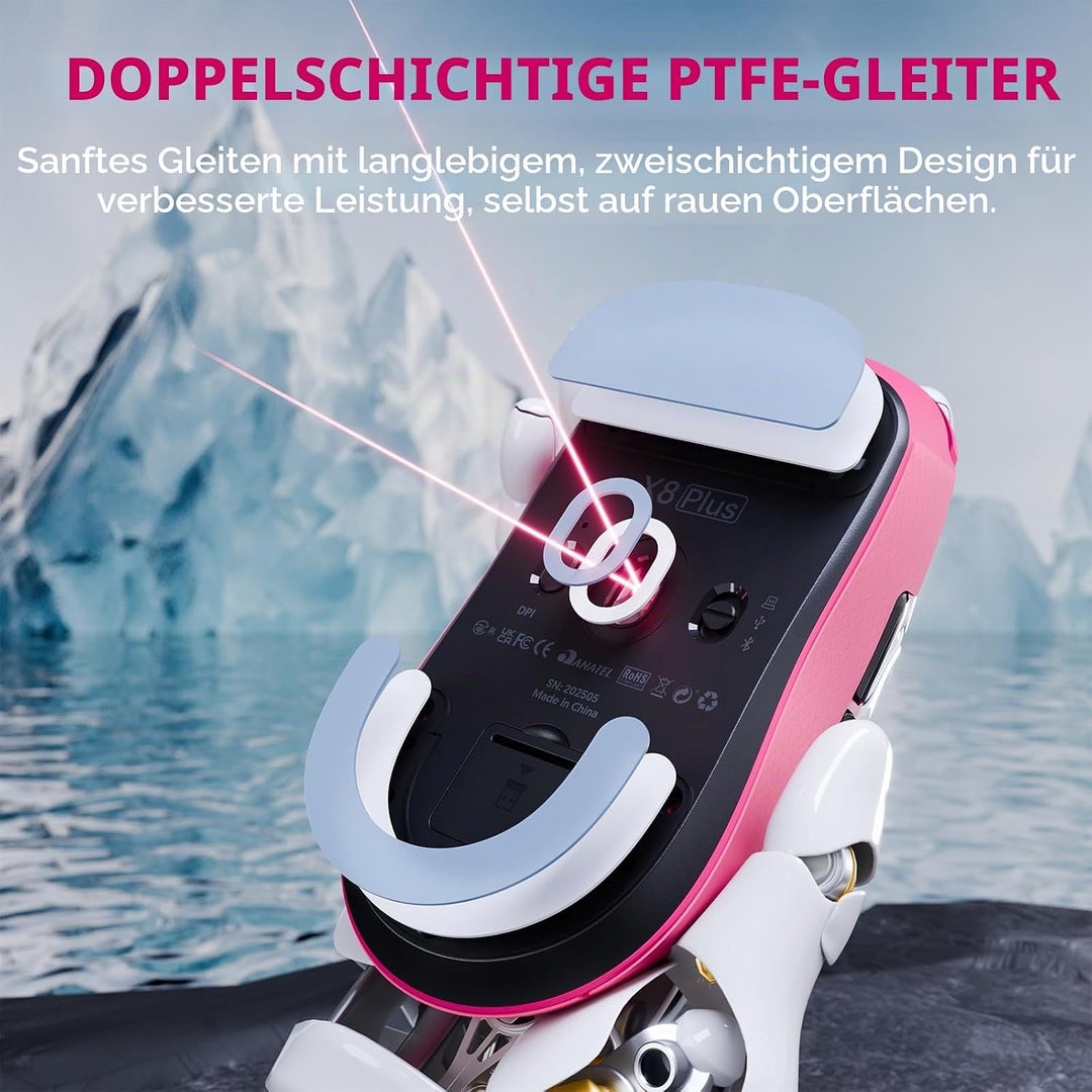 ATTACK SHARK X8 Serie Kabellose Gaming-Maus, 55–65 g Superleicht, PixArt PAW3395/3950 Sensor, BT/2.4