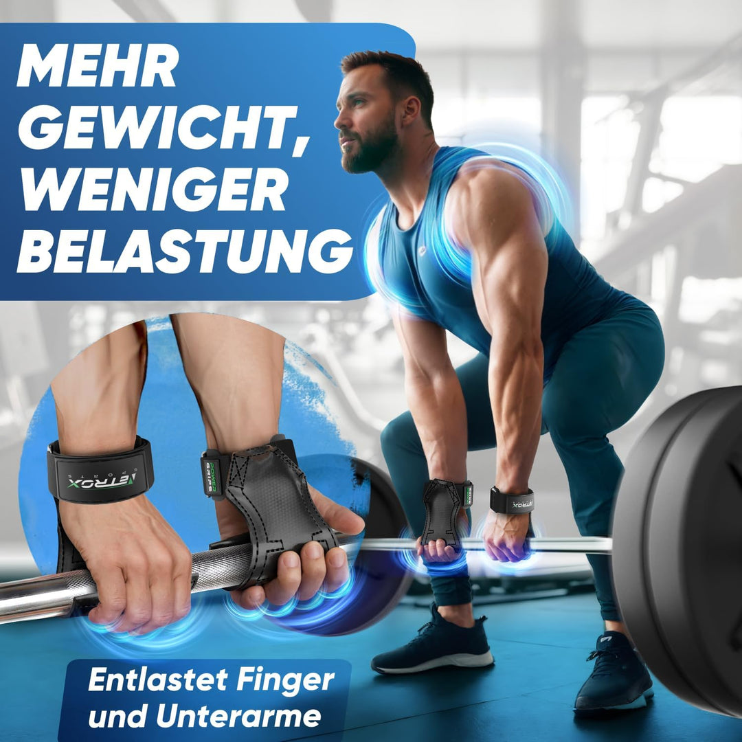 NetroxSports® – Power Grips Zughilfen für Bodybuilding, Gewichtheben, Krafttraining &amp; Fitness – spez