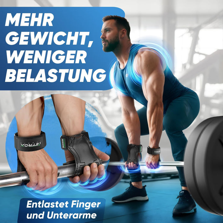NetroxSports® – Power Grips Zughilfen für Bodybuilding, Gewichtheben, Krafttraining &amp; Fitness – spez