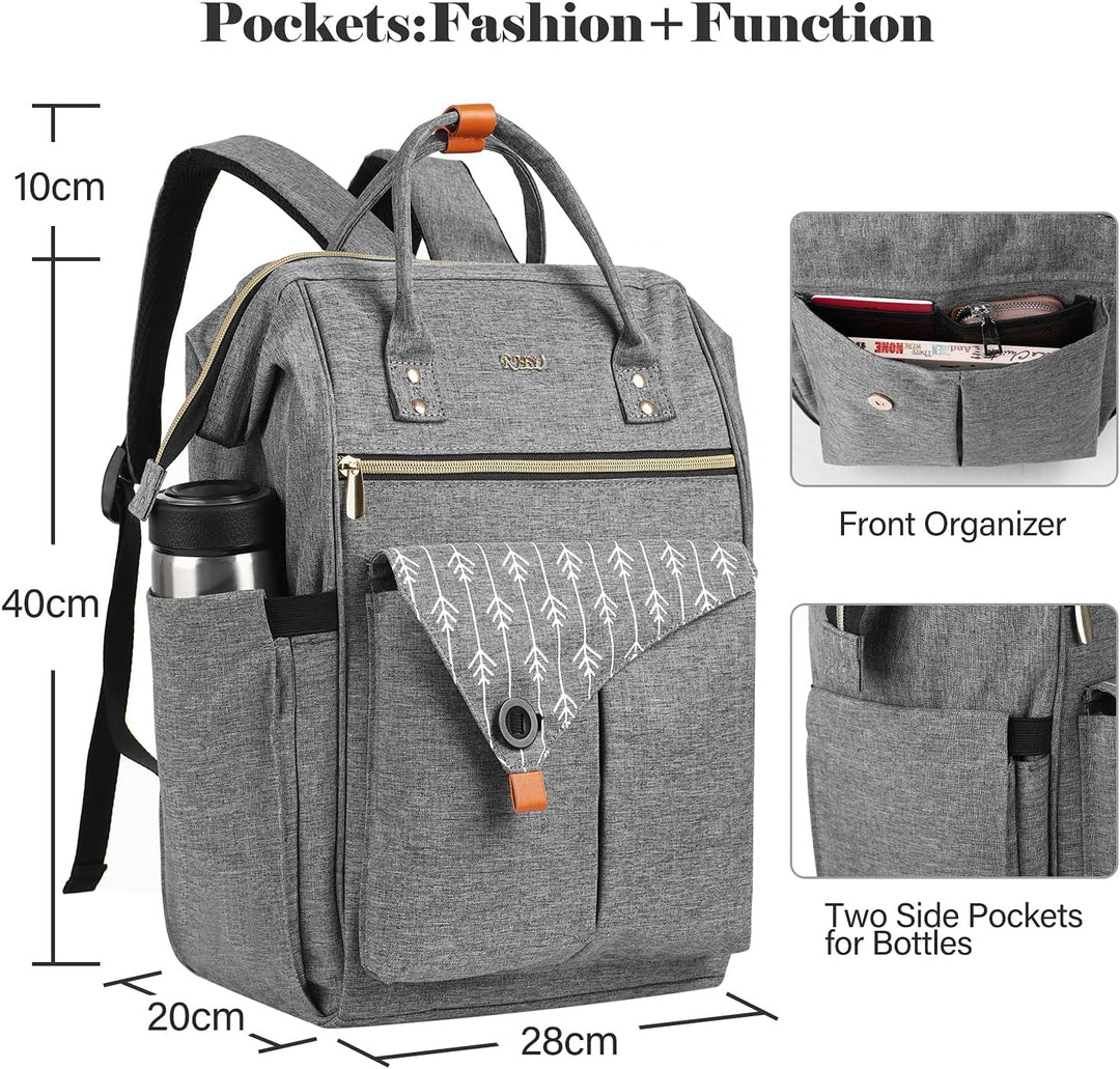 Rucksack Damen, Schulrucksack mit USB-Ladeanschluss, 15,6 Zoll Laptop Arbeits Rucksack, lässiger Tag