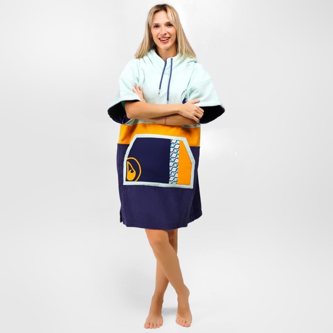 WAVE HAWAII Poncho Maneiro Surfponcho 100% Baumwolle für Körpergrössen von 145-175 cm Umkleidehilfe