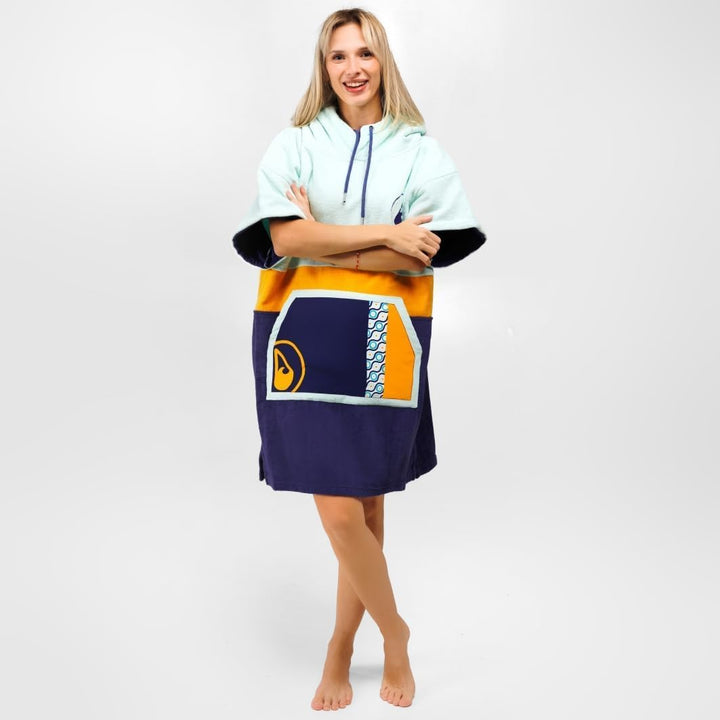 WAVE HAWAII Poncho Maneiro Surfponcho 100% Baumwolle für Körpergrössen von 145-175 cm Umkleidehilfe