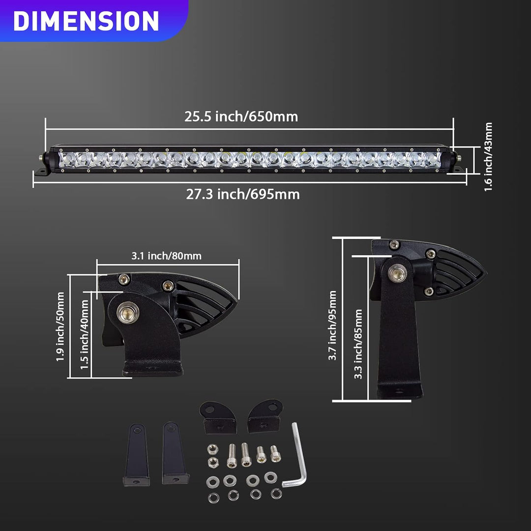 Willpower 25 Zoll 63cm 120W LED Arbeitsscheinwerfer Bar Enzelne Reihe LED Scheinwerfer 12V 24V Wasse