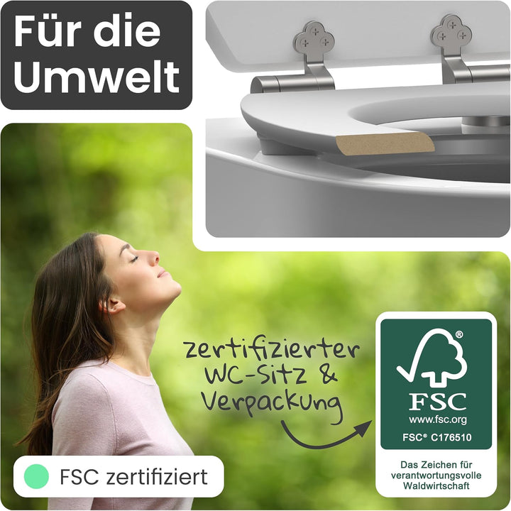 instmaier Gaia | WC Sitz | Manhattan Grau | MDF-Holz geprüft nachhaltig mit FSC-Zertifizierung | Ova