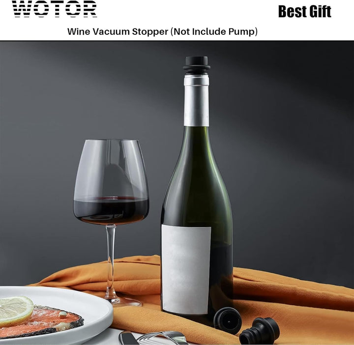WOTOR Weinpumpe Vakuum Stopper, Weinflaschenverschluss, Hält Wein Frisch, 24 Stoppers, Schwarz, 24 S