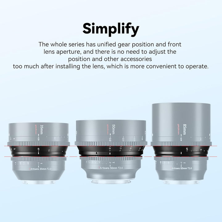 7artisans 50mm T2.0 Grosse Blende Vollformat Cine Objektiv Kompatibel für Canon RF-Mount, Manueller