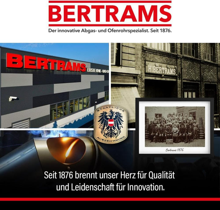 BERTRAMS Ofenrohr 150mm Ø 25 cm Gussgrau | Stahlrohr mit 20cm Einbaulänge | Feuerrohr Stahlblech 2mm
