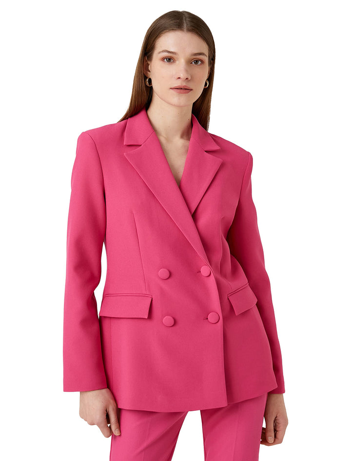 Koton Damen Pocket Detail Wrapped Blazer Jacket, Pink (259)