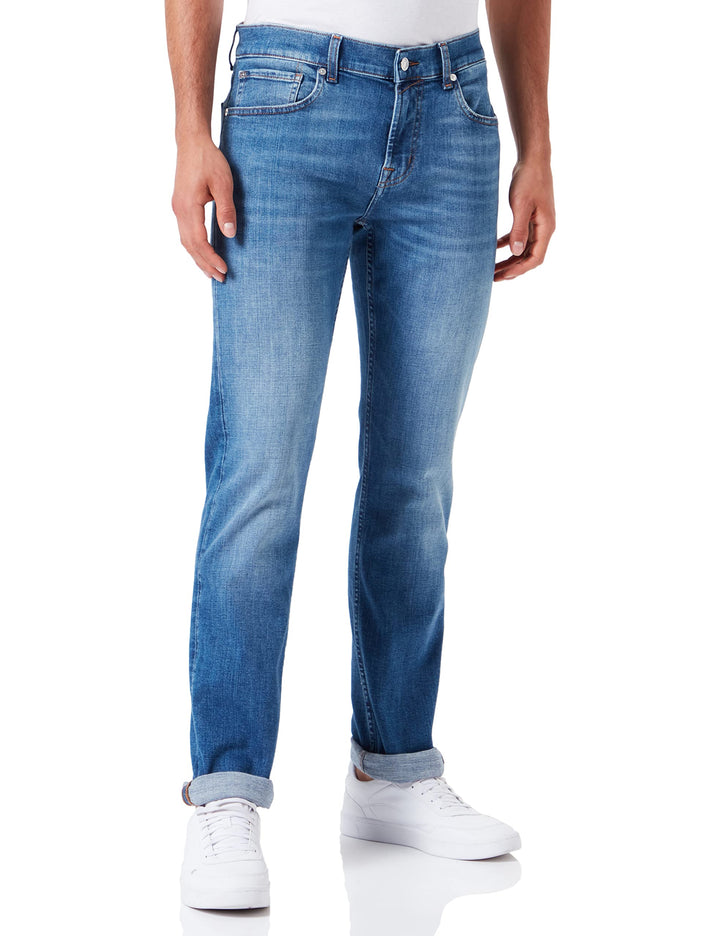 7 For All Mankind Herren Slimmy Stretch Tek Jeans 28W / 28L Mid Blue, 28W / 28L Mid Blue