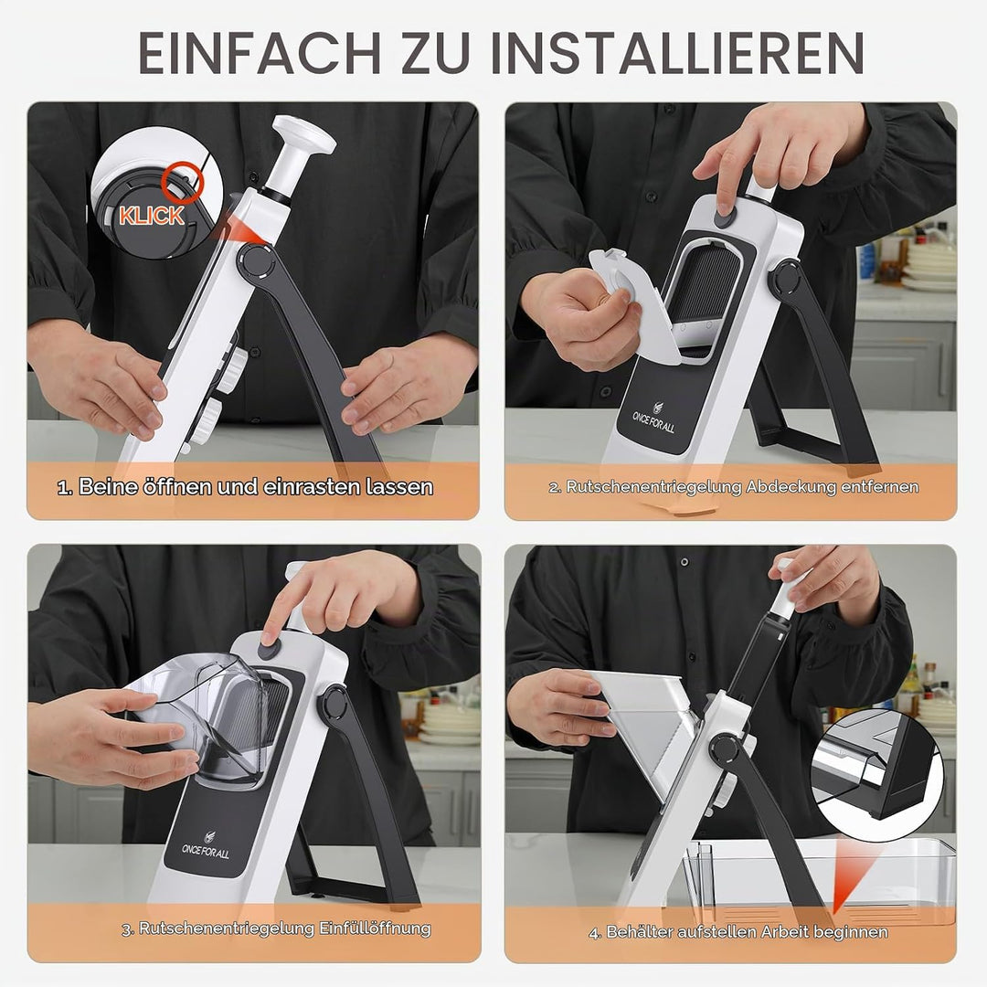 ONCE FOR ALL Gemüseschneider mit Auffangbecken, Gemüsehobel ideal als Pommesschneider &amp; Kartoffelsch
