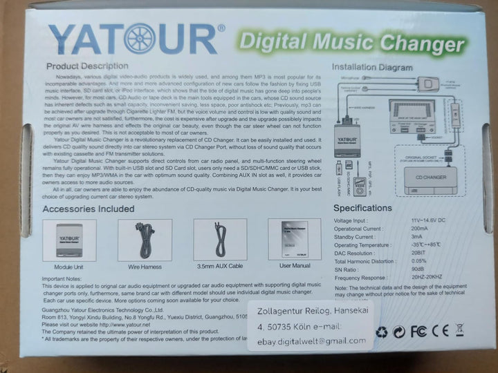 Yatour YT- M06-BEK-BT Digitaler Musikadapter USB SD AUX Bluetooth Freisprecheinrichtung kompatibel m