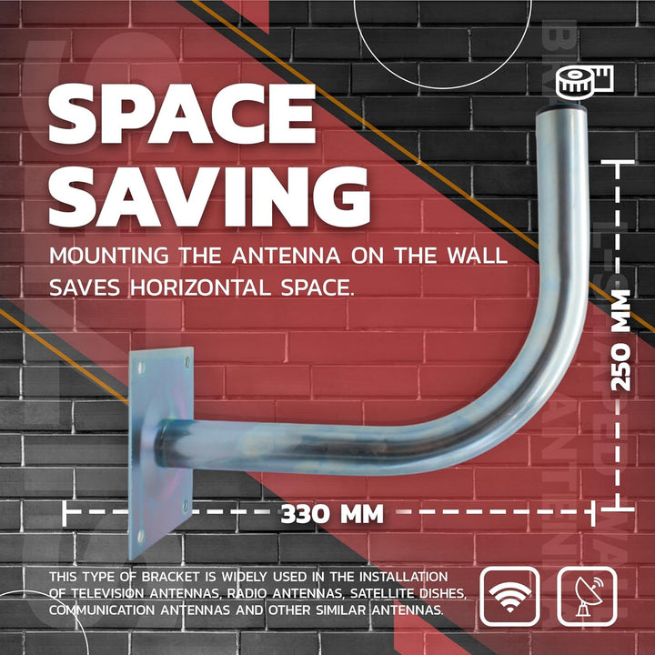 DOJA Barcelona | Wand SAT Halterung | Packung 1 | L-förmiger Wand Antennenmast | Ø 38mm | 33 X 25cm