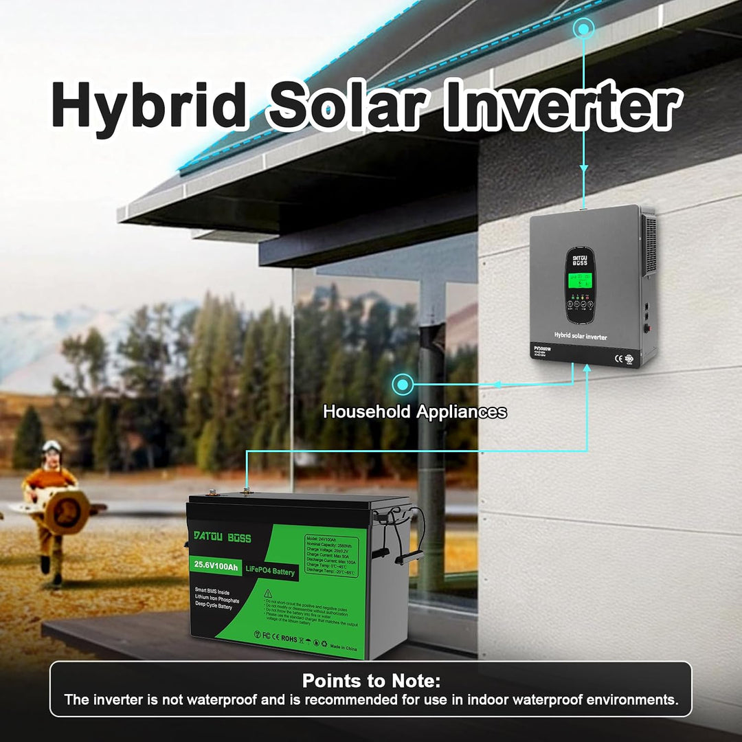 DATOUBOSS 3300W Hybrid Solar Wechselrichter 24V Reiner Sinus, 24V DC auf 230V AC Inverter mit MPPT L