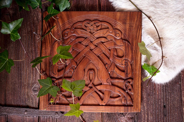 Windalf Grosses Vikings Holzbild CULLAIN VIKING WOOD ART 32 cm Wandrelief Handarbeit Holz
