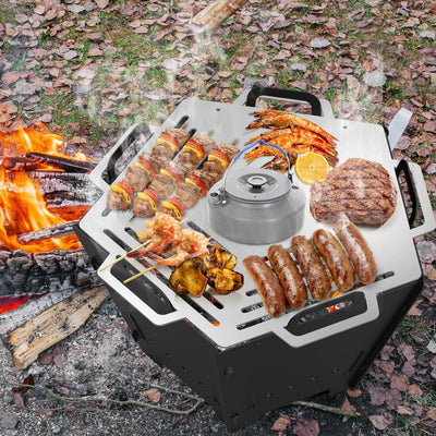 Onlyfire Feuerschale Faltbar und Mobil, Feuerstelle mit Grillrost, Portable Fire Pit Outdoor, Feuers