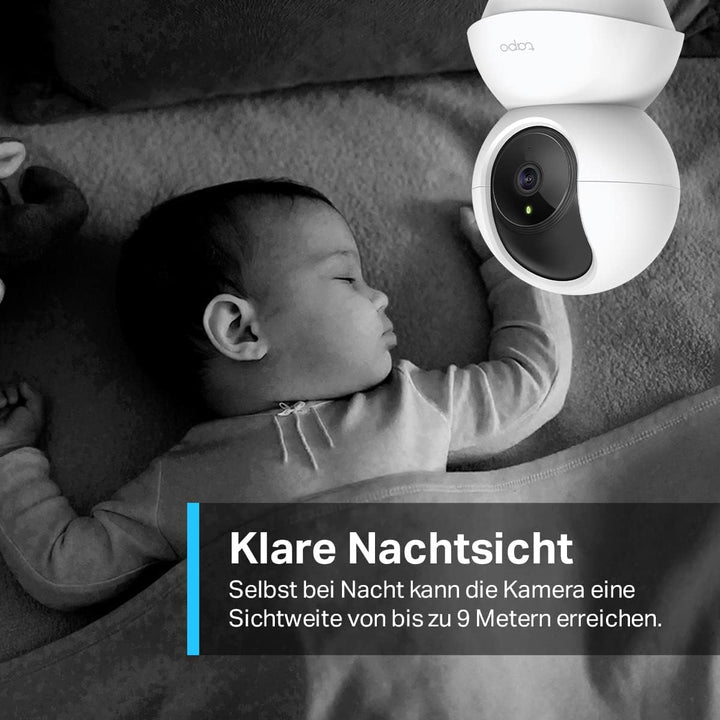 Tapo TP-Link C210P2 WLAN IP Kamera Überwachungskamera (Linsenschwenkung und Neigung, 3MP-Auflösung,