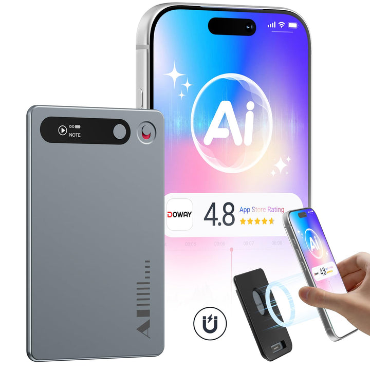 MECHEN KI Diktiergerät Digitales, 64GB Aufnahmegerät mit KI-Technologie zum Transkribieren und Zusam