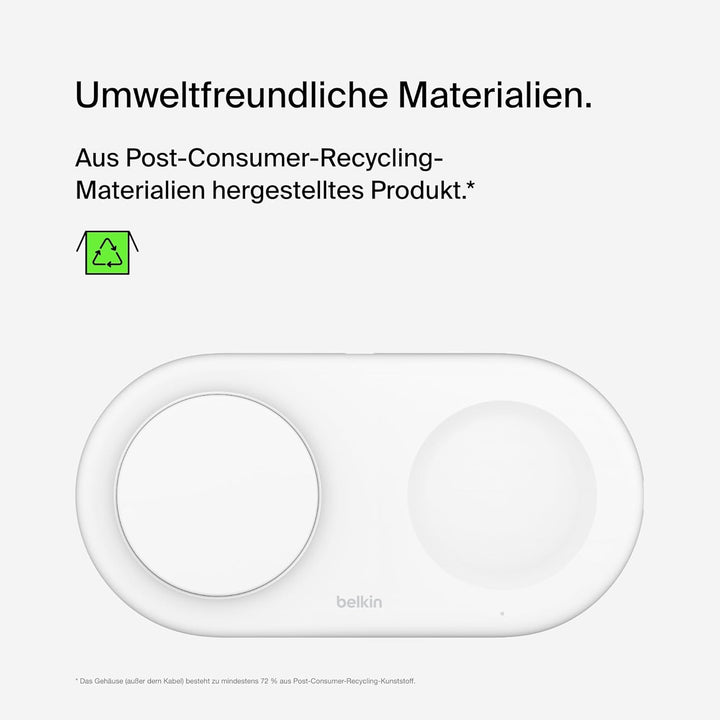 Belkin BoostCharge Pro kabellose 2-in-1-Ladestation mit magnetischem Qi2, 15W, Schnellladegerät, Wir