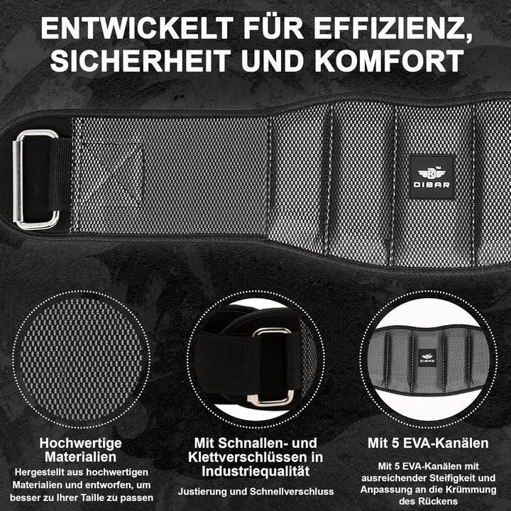 DIBAR Gewichthebergürtel Männer-Damen,Fitness,Gewichtheben,Kreuzheben,Kniebeugen,Crossfit,Intensives