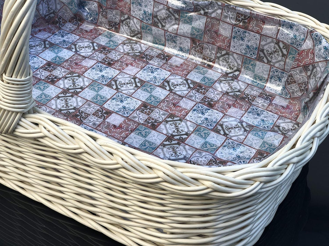 Tablett aus heller Weide mit Futter orientalisches Mosaik