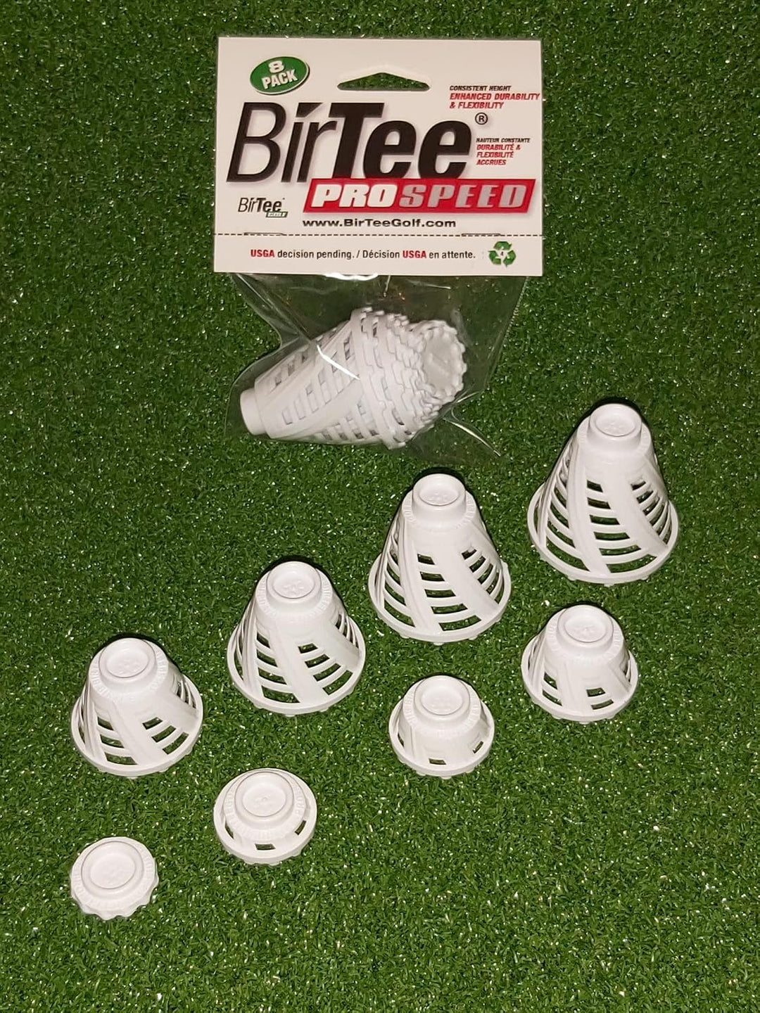 BirTee Golf Tees – PRO Speed Version mit verbesserter Haltbarkeit – 8er Pack. Indoor-Golf-Tees/Golf-